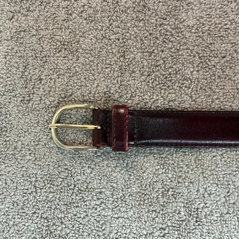 Portfolio Perry Ellis Mens 34 Burgundy Aniline Cowhide Leather Dress Belt 1P3011